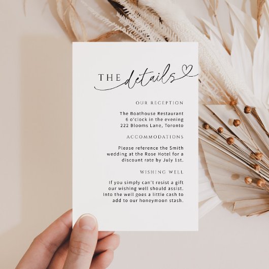 Minimalistische Wit Zwart Detail Kaart met Hart