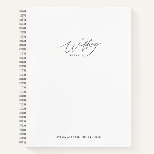 Minimalistische witbruiloftplannen notitieboek (Voorkant)