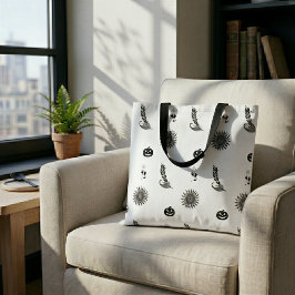 Minimalistische Witchcore Griezelseizoen Boodschap Tote Bag
