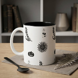 Minimalistische Witchcore Halloween Patroon Mok