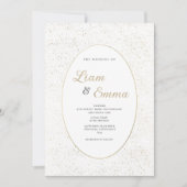 Minimalistische witgouden glitter confetti bruilof kaart (Voorkant)