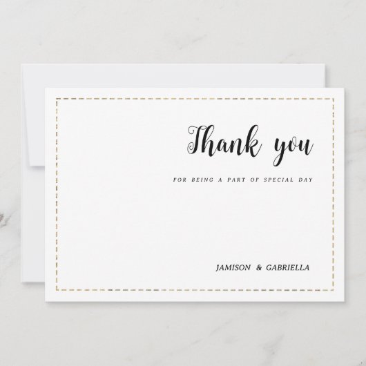 Minimalistische witgouden kalligrafie Bedankt Kaart (Voorkant)