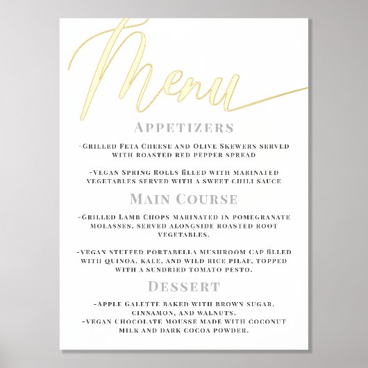 Minimalistische witgouden kalligrafie bruiloft men folie afdrukken (Voorkant)