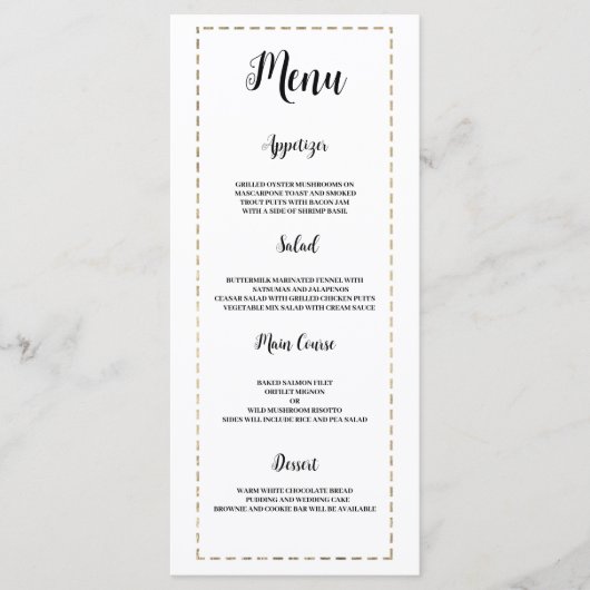 Minimalistische witgouden kalligrafie Bruiloft Men Programmakaart (Voorkant)