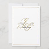 Minimalistische witgouden monogram initiaal bruilo kaart (Achterkant)