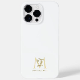 Minimalistische witgouden monogram naam Case-Mate iPhone 14 pro max hoesje