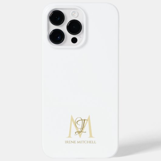 Minimalistische witgouden monogram naam Case-Mate iPhone case (Achterkant)