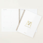 Minimalistische witgouden Monogram Naam Modern Planner (Display)