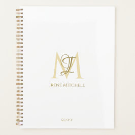 Minimalistische witgouden Monogram Naam Modern Planner