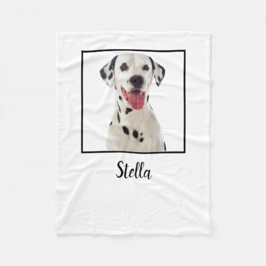 Minimalistische witte aangepaste hondenfoto fleece deken (Voorkant)