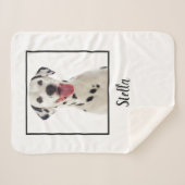 Minimalistische witte aangepaste hondenfoto sherpa deken (Voorkant (horizontaal))