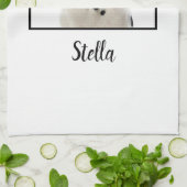 Minimalistische witte aangepaste hondenfoto theedoek (Gevouwen)