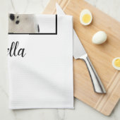 Minimalistische witte aangepaste hondenfoto theedoek (Quarter Fold)