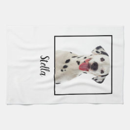 Minimalistische witte aangepaste hondenfoto theedoek