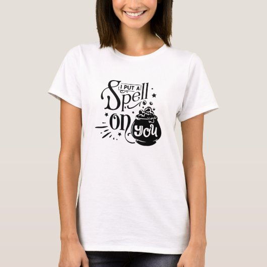 Minimalistische witte achtergrond graffiti Hallowe T-shirt (Voorkant)