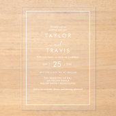 Minimalistische witte acryl bruiloft uitnodiging (Voorkant)