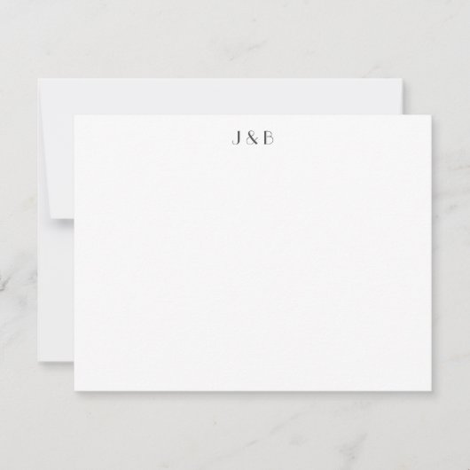 Minimalistische witte Art Deco Monogram Initialen Bedankkaart (Voorkant)