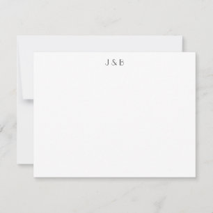 Minimalistische witte Art Deco Monogram Initialen Bedankkaart