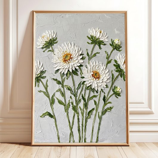 Minimalistische witte Aster Muur Kunst Canvas Prin Poster