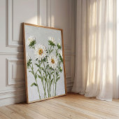 Minimalistische witte Aster Muur Kunst Canvas Prin Poster