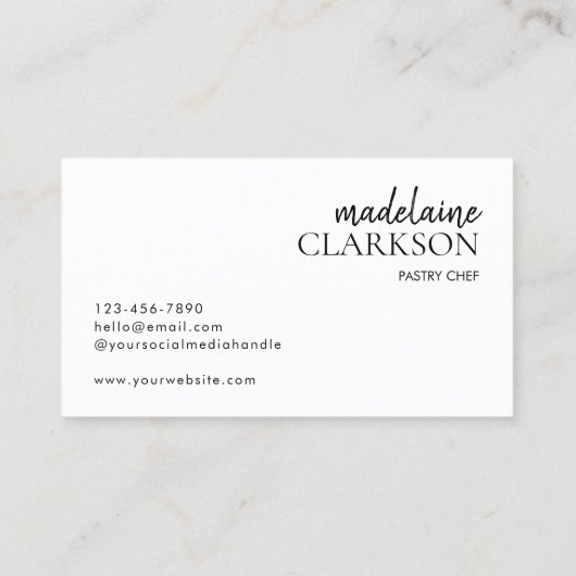 Minimalistische witte banketbakkerij visitekaartje (Achterkant)