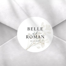 Minimalistische witte & beige botanische trouwset
