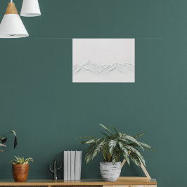 Minimalistische witte berglandschap kunstprint poster