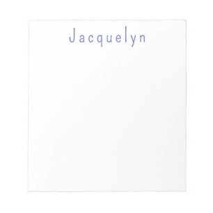 Minimalistische Witte Blau Eenvoudige Elegante Mod Notitieblok