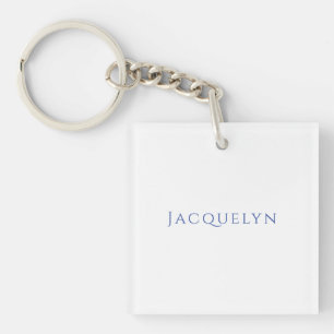 Minimalistische Witte Blau Eenvoudige Elegante Mod Sleutelhanger