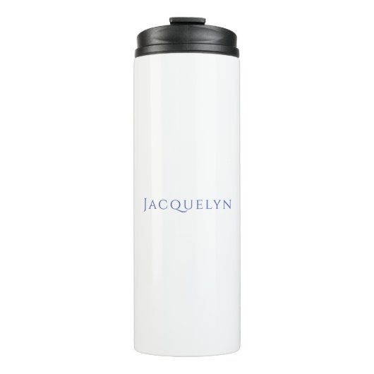 Minimalistische Witte Blau Eenvoudige Elegante Mod Thermosbeker (Voorkant)