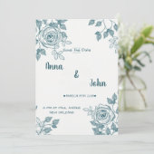 Minimalistische Witte & Blauwgroen Bloemen Bewaar Save The Date (Staand voorkant)