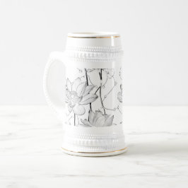 Minimalistische witte bloem koffiemok bierpul