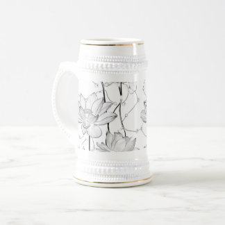 Minimalistische witte bloem koffiemok bierpul