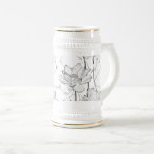 Minimalistische witte bloem koffiemok bierpul (Voorkant rechts)