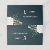 Minimalistische witte bloem marineblauwe plaatskaa plaatskaartje (Buitenkant ongevouwen)