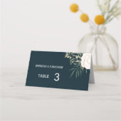 Minimalistische witte bloem marineblauwe plaatskaa plaatskaartje (Voorkant)