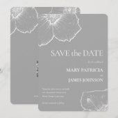 Minimalistische Witte Bloemen Clematis Tekening Hu Save The Date (Voorkant / Achterkant)