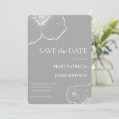 Minimalistische Witte Bloemen Clematis Tekening Hu Save The Date (Staand voorkant)