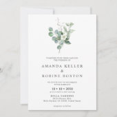 Minimalistische Witte Bloemen & Eucalyptus Huwelij Kaart (Voorkant)