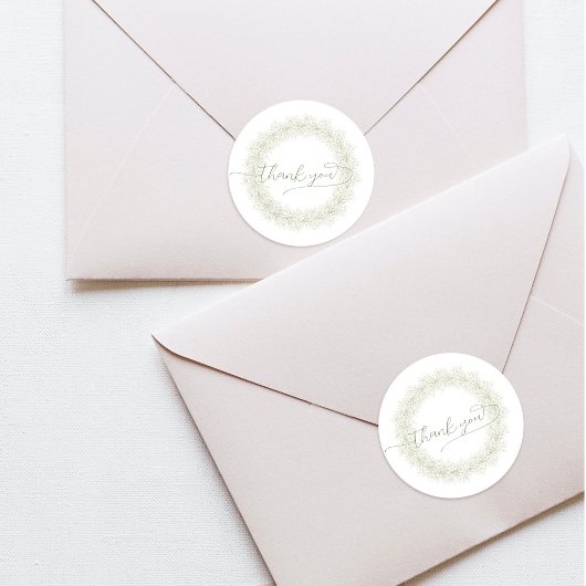 Minimalistische Witte Bloemen Hartelijk dank, klas Ronde Sticker