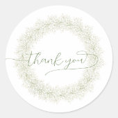 Minimalistische Witte Bloemen Hartelijk dank, klas Ronde Sticker (Voorkant)