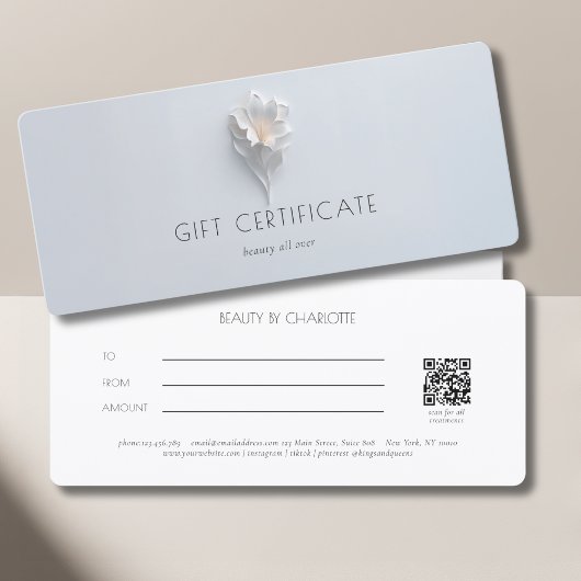 Minimalistische witte bloemensalon QR-code cadeauk