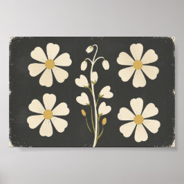 Minimalistische Witte Bloemkunst Poster