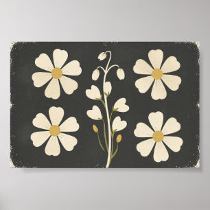 Minimalistische Witte Bloemkunst Poster