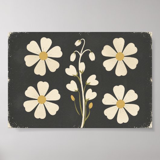 Minimalistische Witte Bloemkunst Poster (Voorkant)