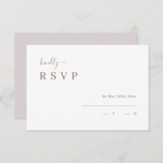 Minimalistische witte blush trouw-RSvp-uitnodiging Kaart (Voorkant / Achterkant)