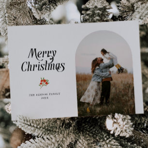 Minimalistische witte boog Prettig kerstfeest foto Feestdagenkaart