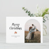 Minimalistische witte boog Prettig Kerstmis Foto Feestdagenkaart (Staand voorkant)
