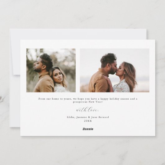 Minimalistische witte boog Prettig Kerstmis Foto Feestdagenkaart (Achterkant)