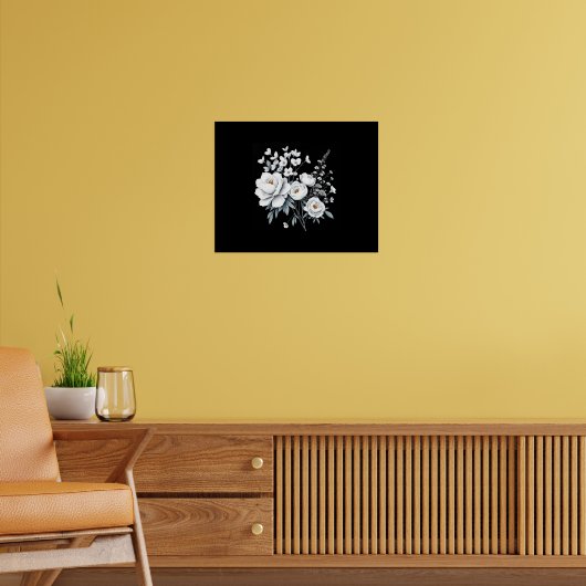 Minimalistische witte botanische bloem canvas | el poster (Woonkamer 2)